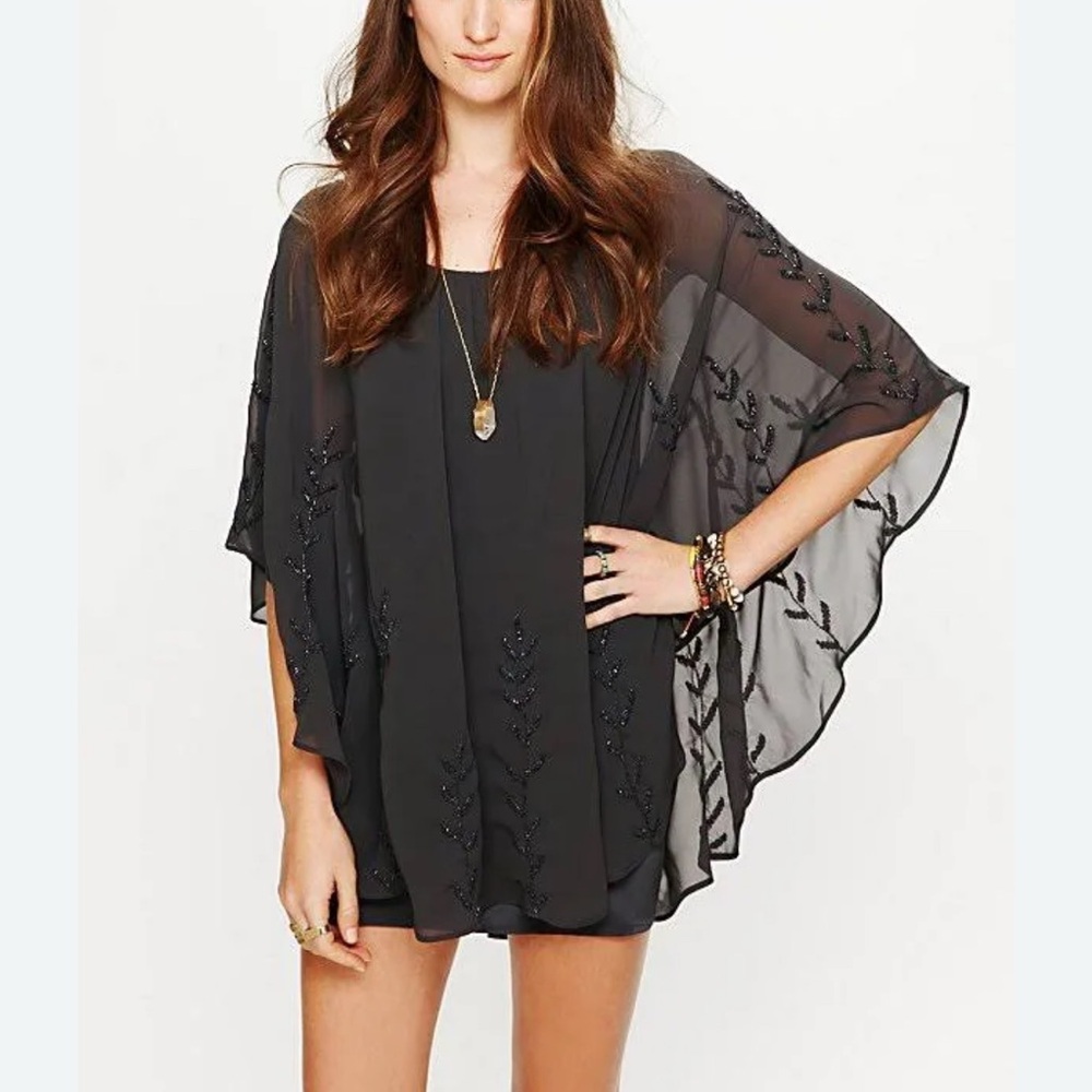 Free People Pointed Cape Beaded Dress
